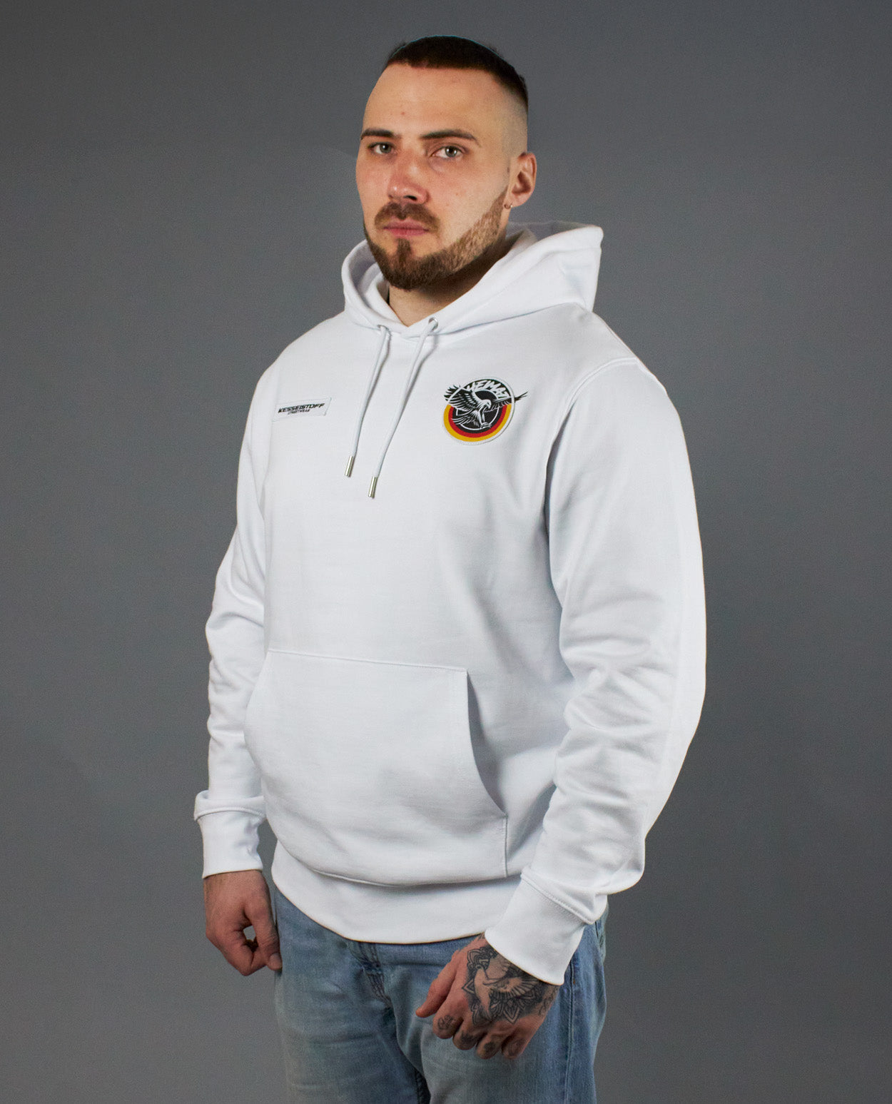Hoodie Eagle Patch White