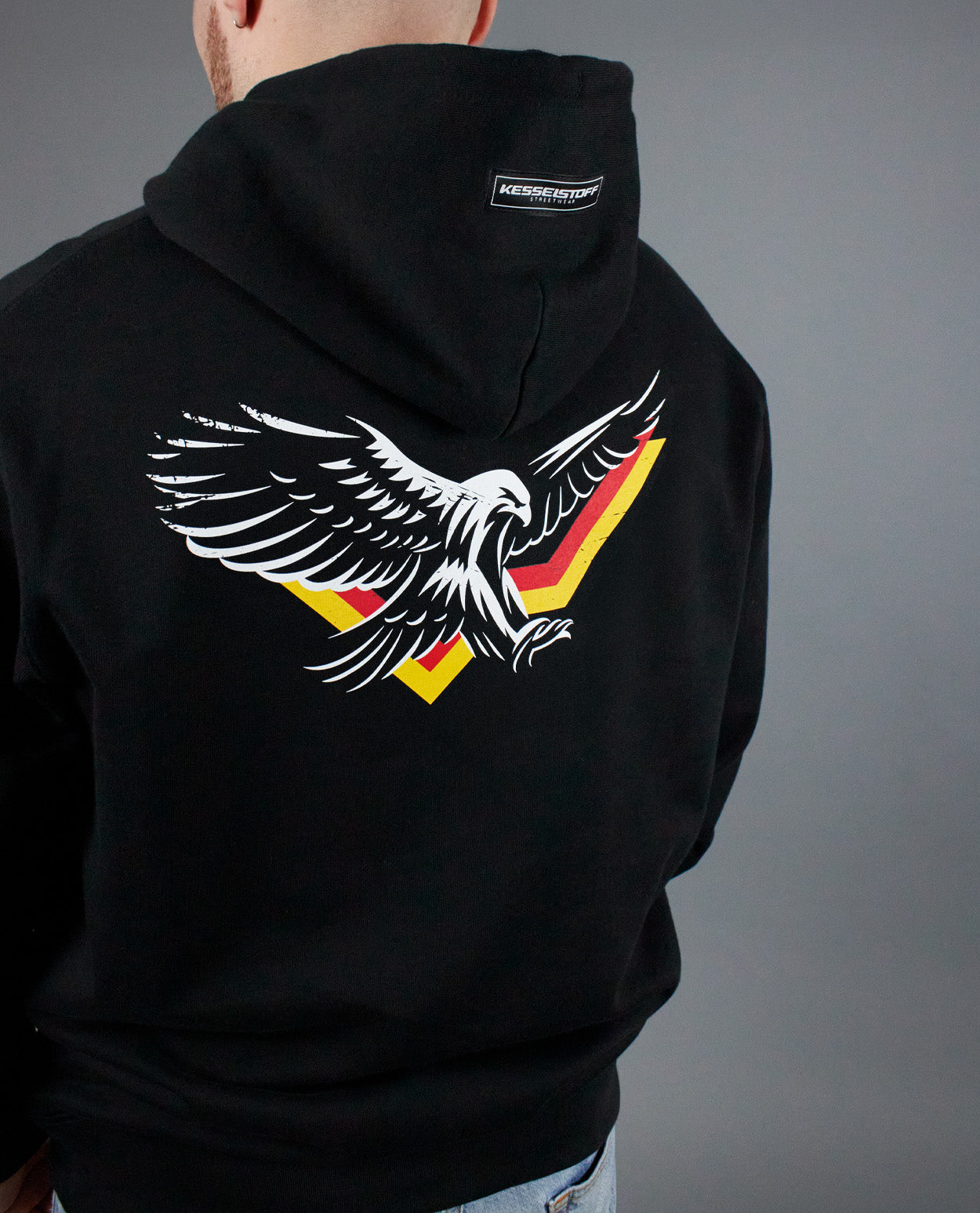 Hoodie Eagle Print Black