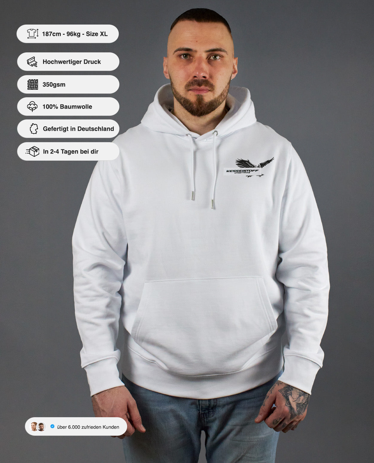 Hoodie Eagle Print White