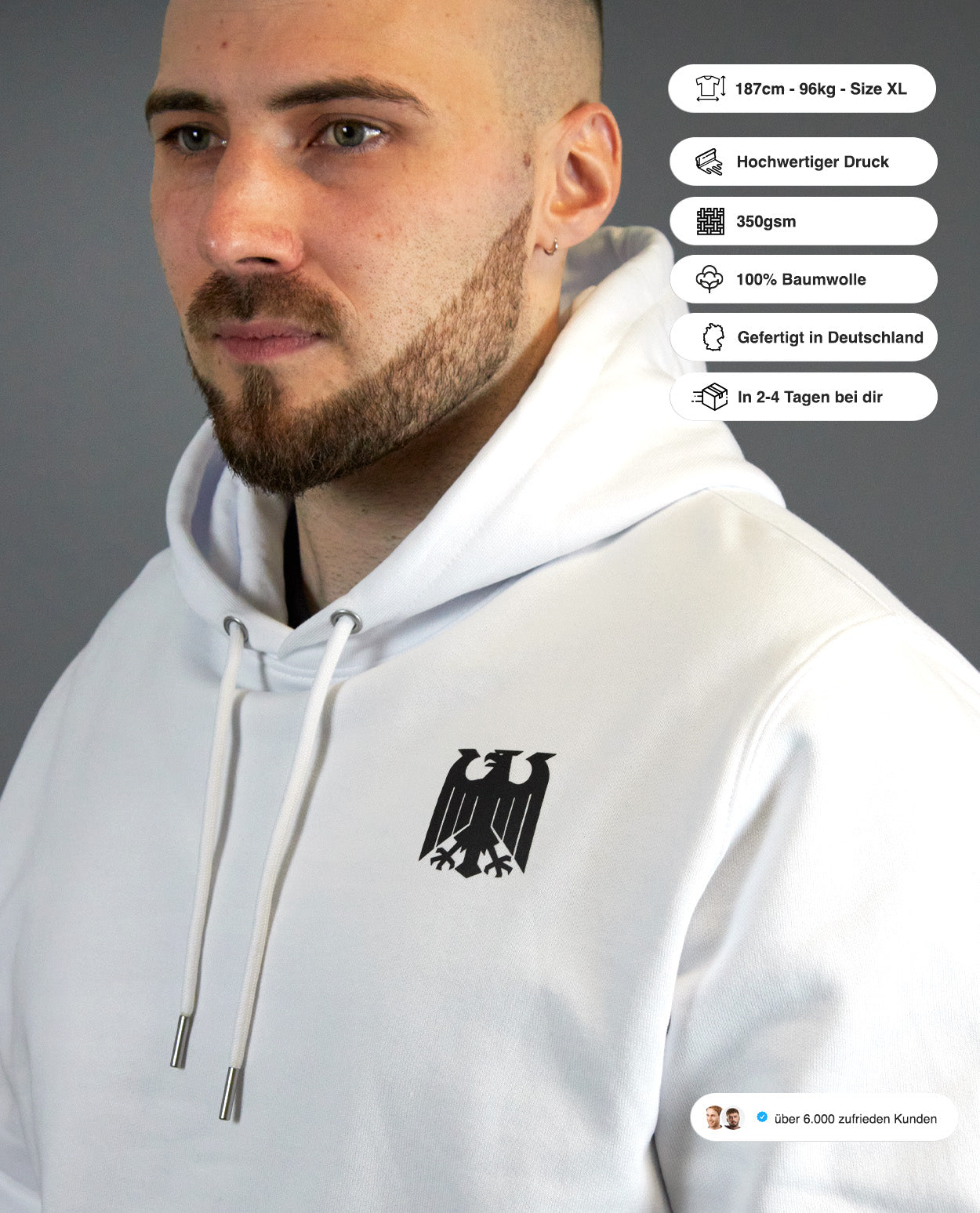 Hoodie - White - Adler