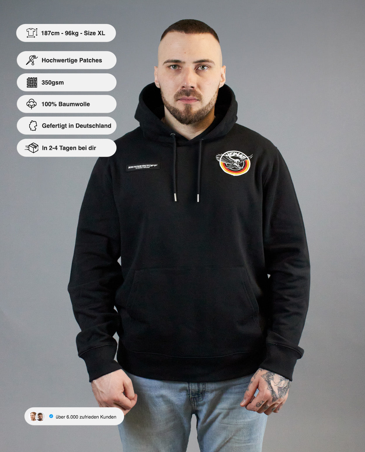 Hoodie Eagle Patch Black