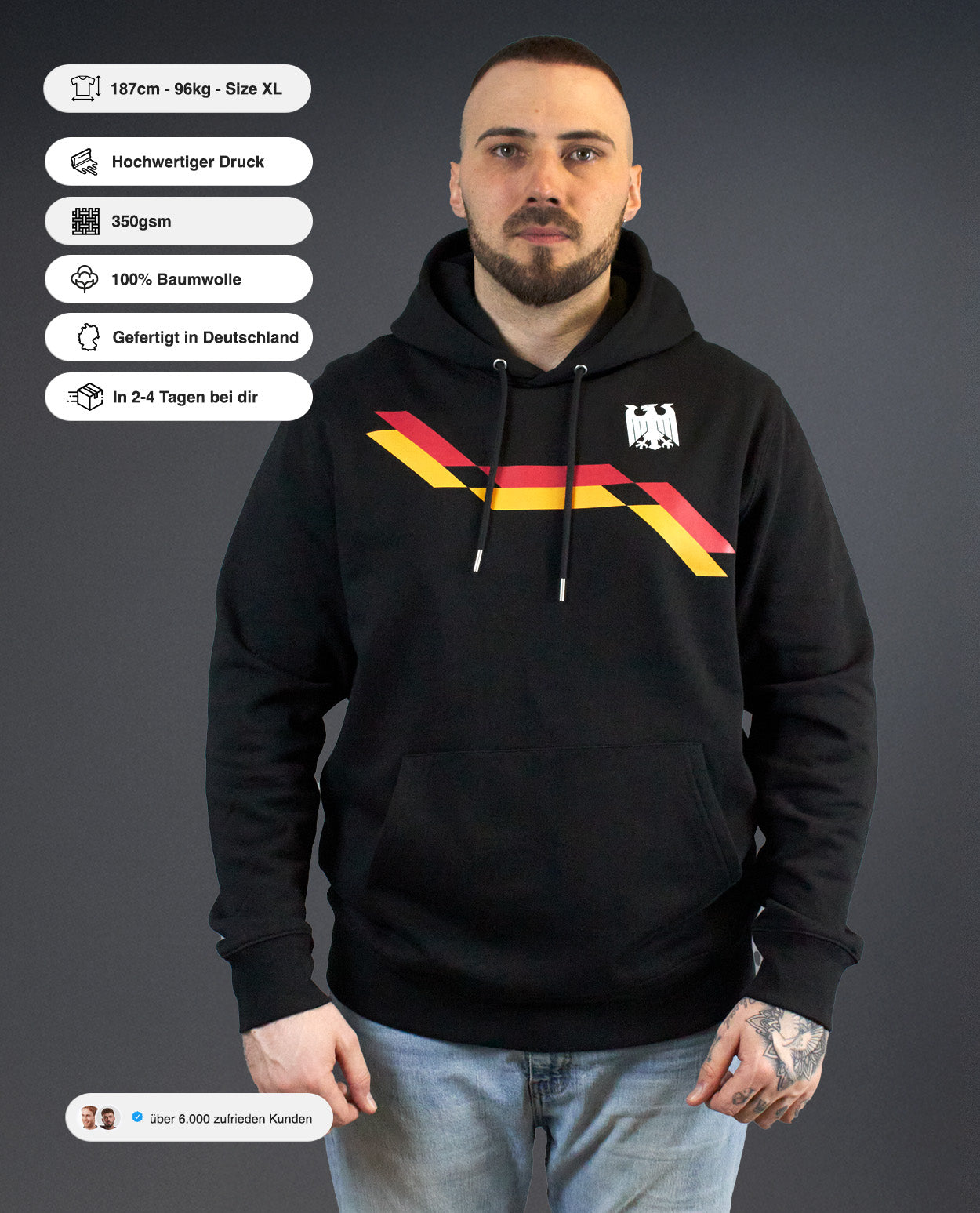 Deutschland Retro Hoodie - Black