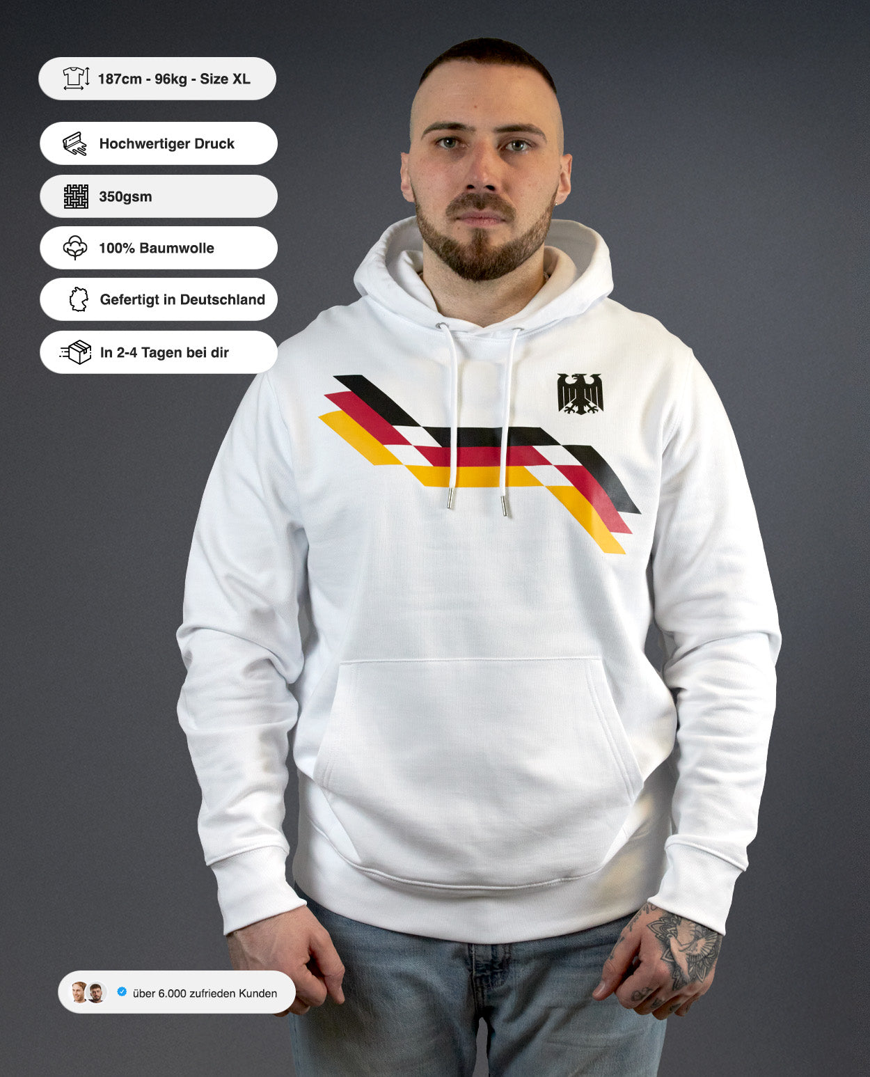 Deutschland Retro Hoodie - White