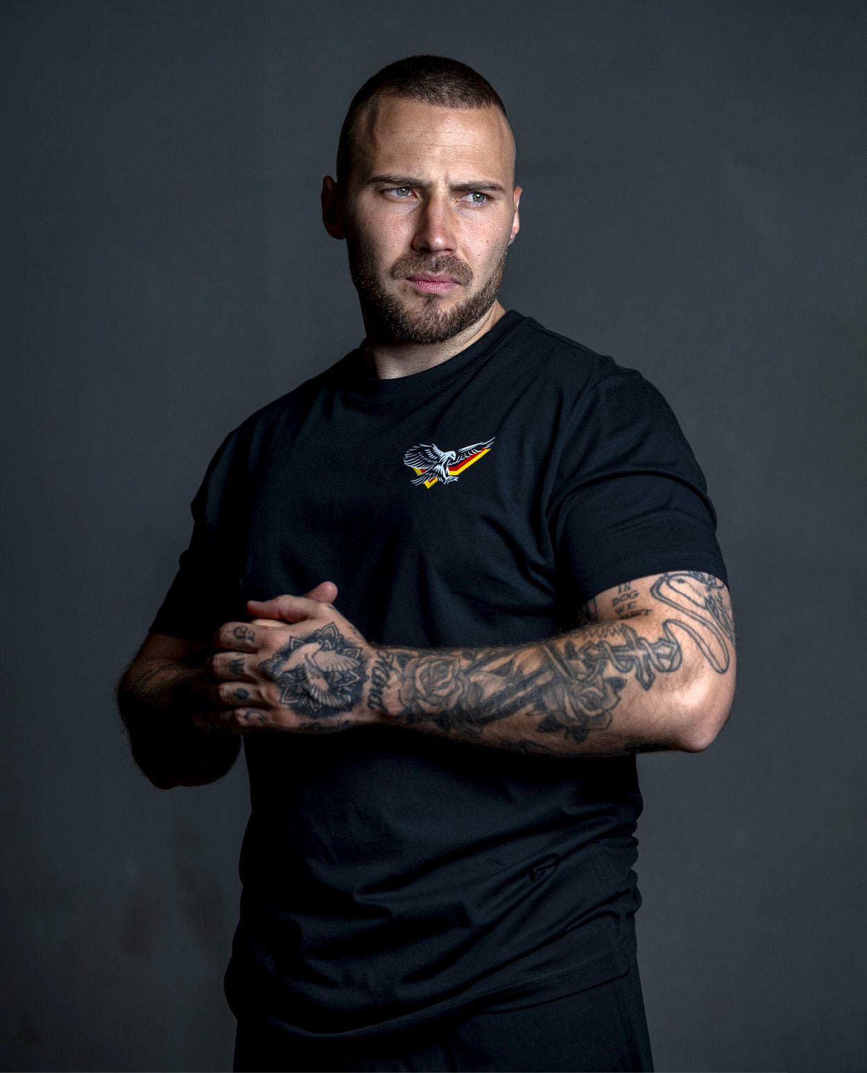 Shirt Eagle Print Brust Black
