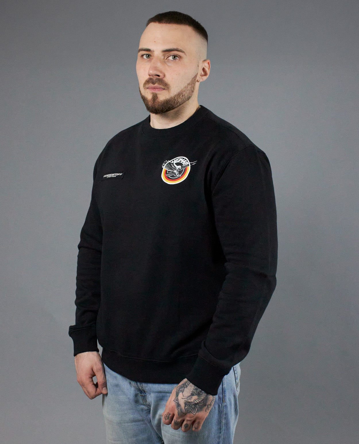 Sweatshirt Eagle Patch Black