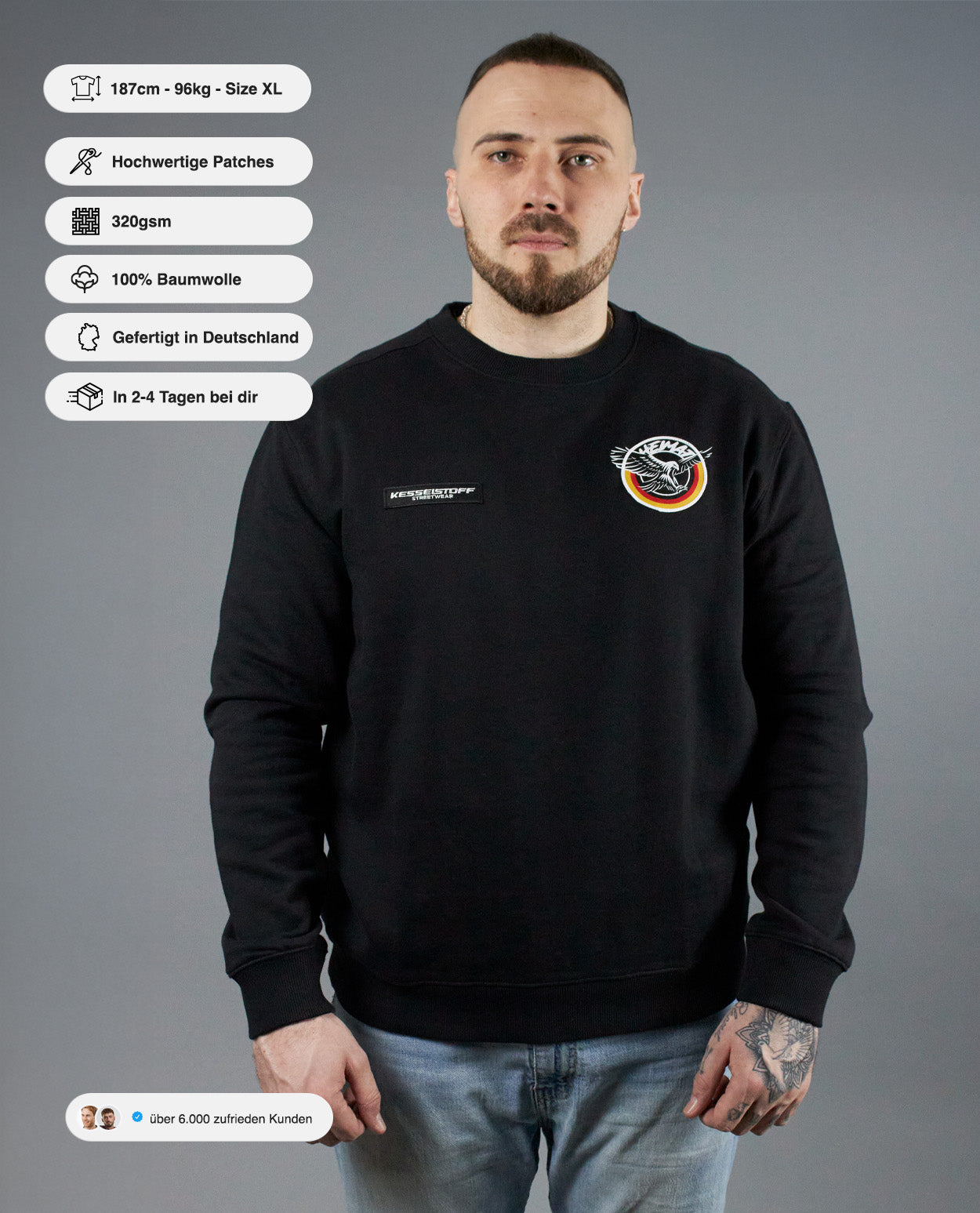 Sweatshirt Eagle Patch Black