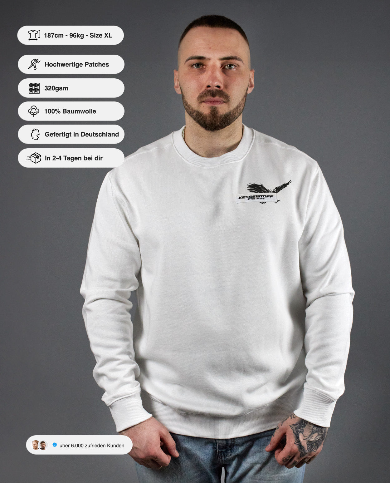 Sweatshirt Eagle Print White