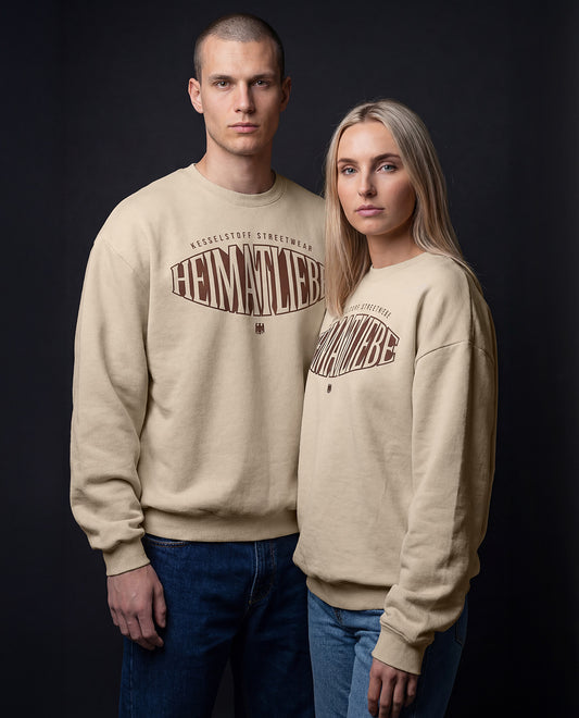 Oversized Sweatshirt Heimatliebe Beige