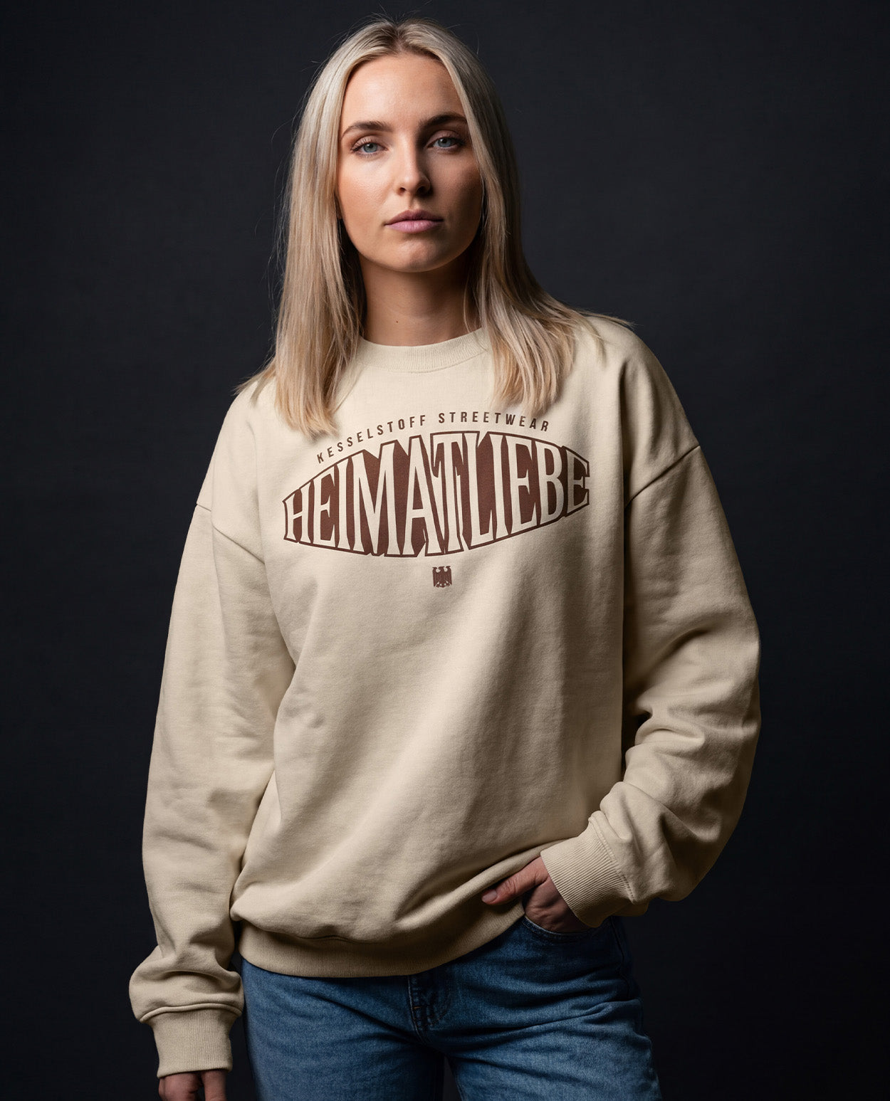 Oversized Sweatshirt Heimatliebe Beige