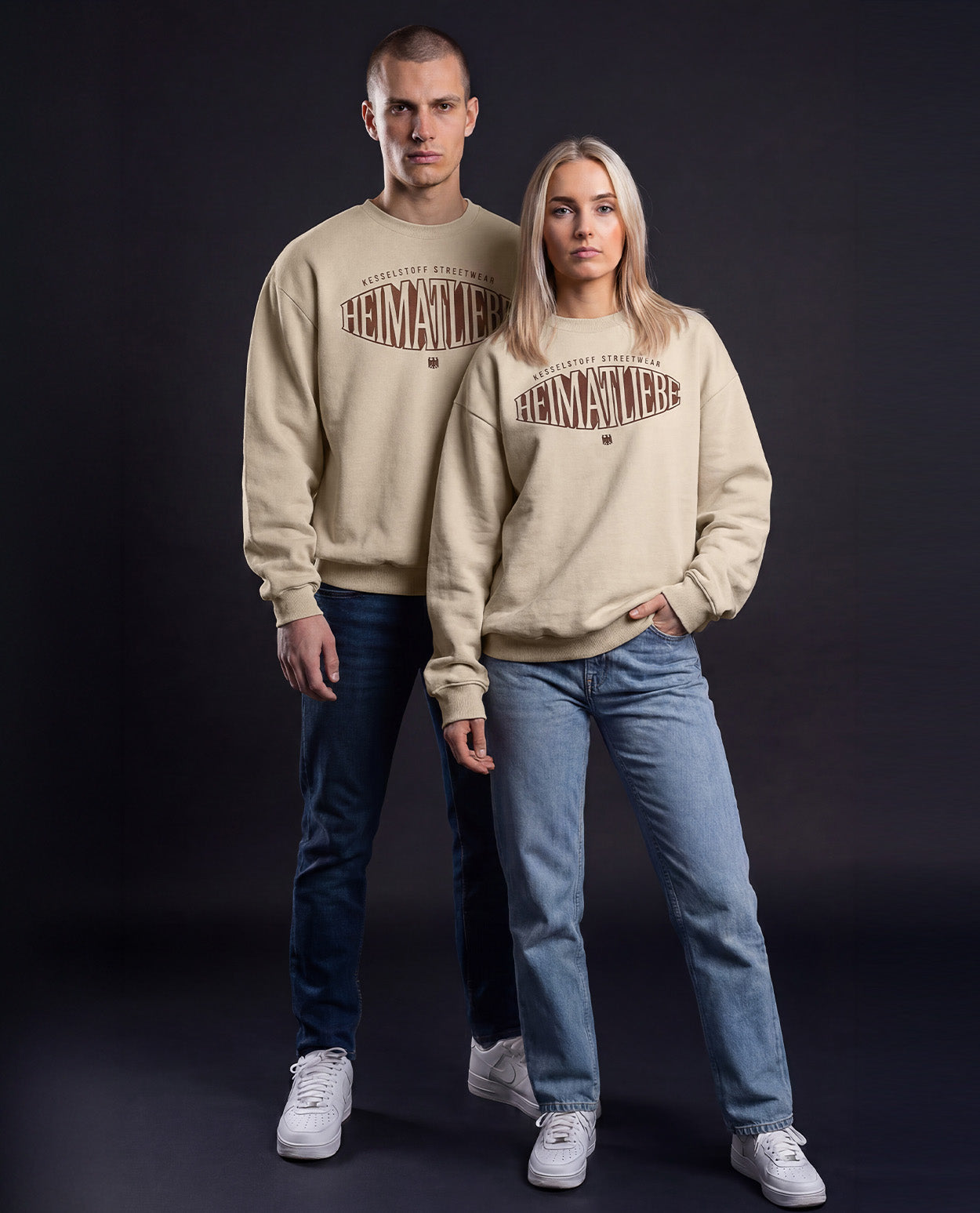 Oversized Sweatshirt Heimatliebe Beige