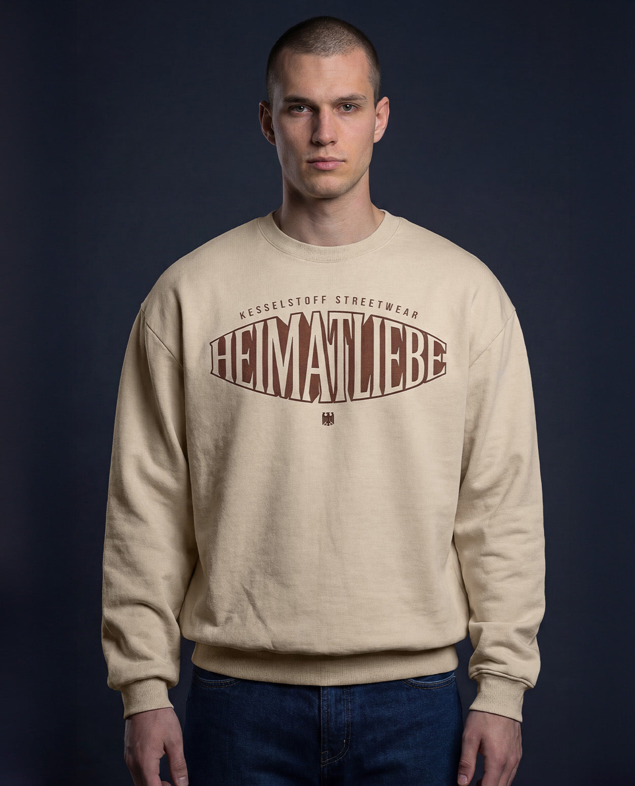 Oversized Sweatshirt Heimatliebe Beige
