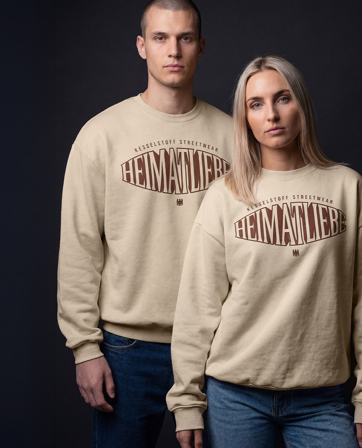 Oversized Sweatshirt Heimatliebe Beige