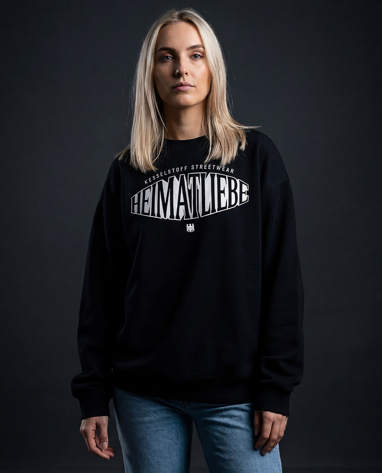 Oversized Sweatshirt Heimatliebe Schwarz