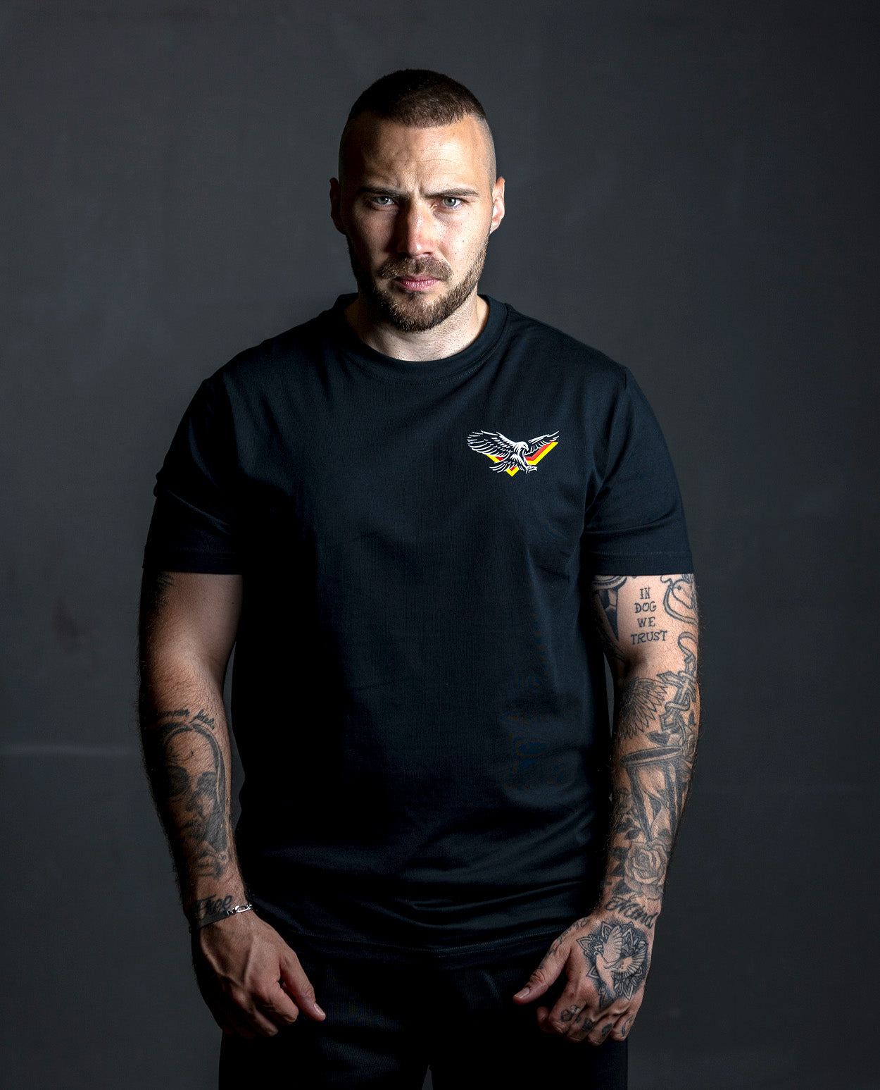 Shirt Eagle Print Brust Black